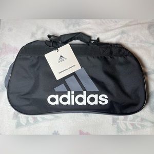 NWT Adidas Unisex Small Black and Dark Grey Workout/Training Duffel; Never Used
